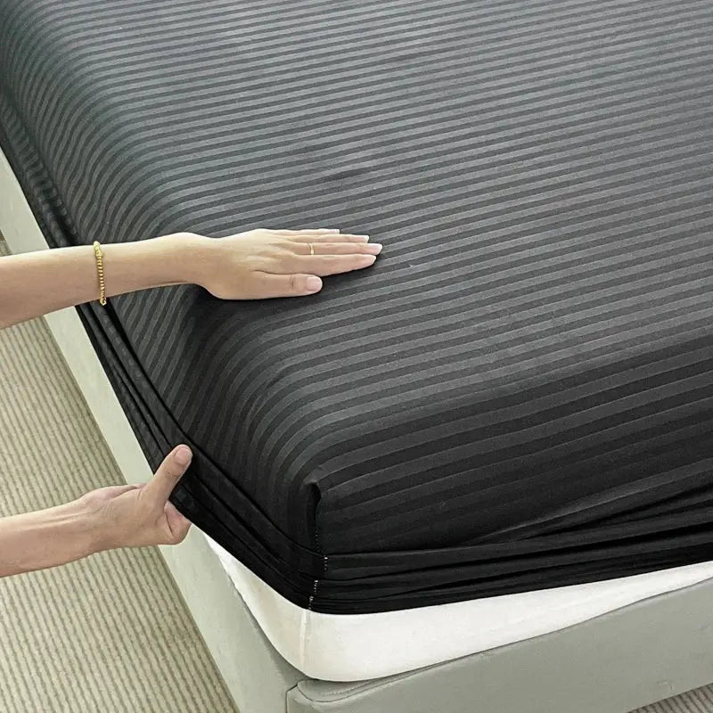 Striped Embossed Fitted Sheet with Soft Microfiber and Deep Pocket Fit | Striped Embossed Deep Pocket Sheet | Fitted Sheets