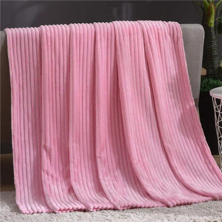 Faux Fur Style Ribbed Flannel Fleece Throw Blanket | Fluffy Ribbed Warmth for Winter | Throw Blankets