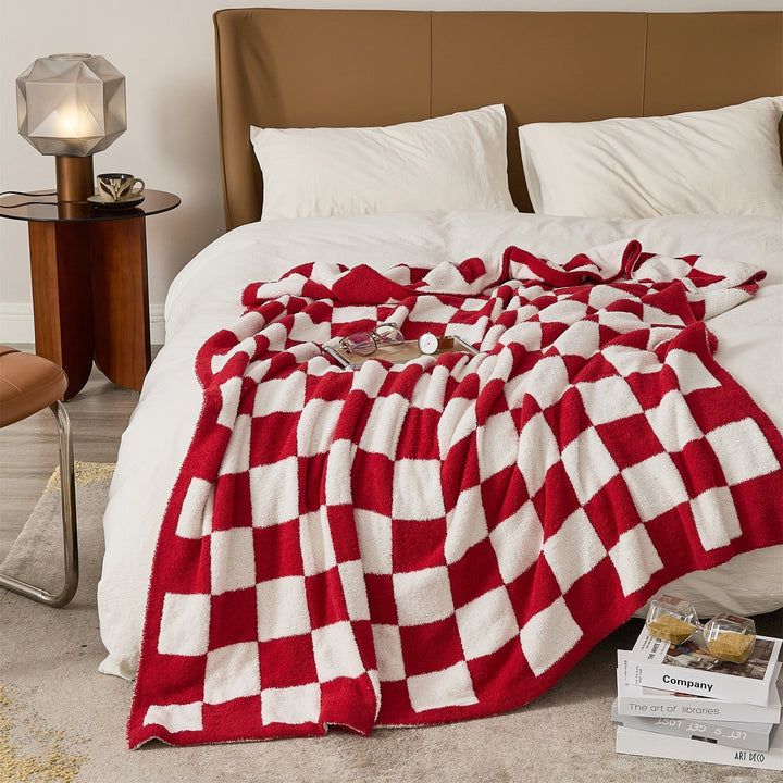 Colourful Checkerboard Polyester Throw Blanket in Three Sizes | Colourful Checks for Cosy Rooms | Throw Blankets