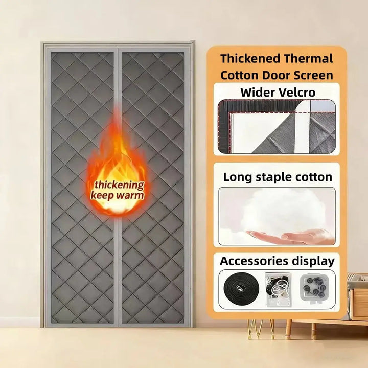Waterproof Magnetic Door Curtain with Thick Cotton Layers for Winter | Draft-Blocking Door Cover | Door Curtains
