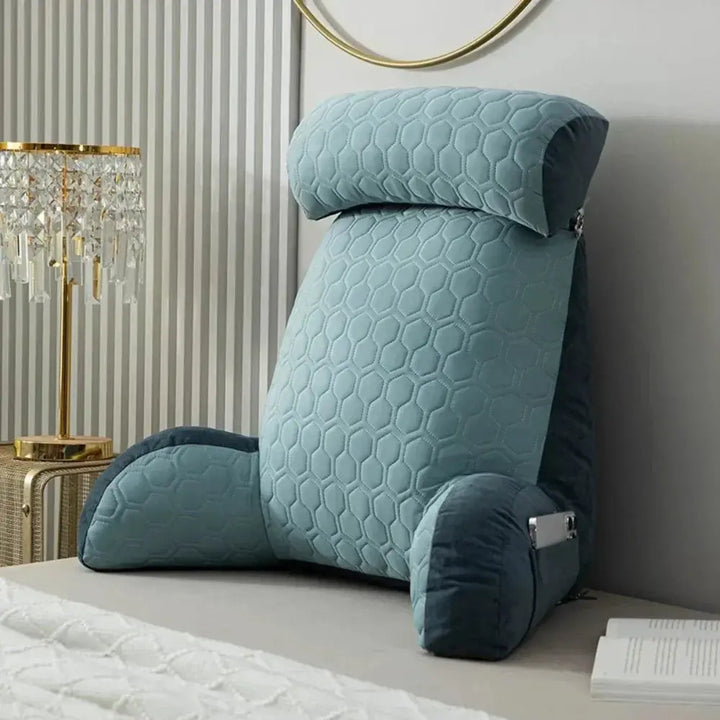 Silk-Blend Reading Pillow with Side Pockets and Washable Cover | Backrest Pillow With Pockets | Reading Pillows