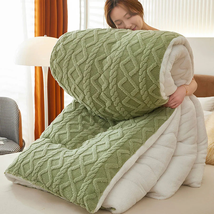 Thick Sherpa-Style Fleece Winter Blanket in Multiple Sizes | Heavyweight Warmth for Winter | Throw Blankets