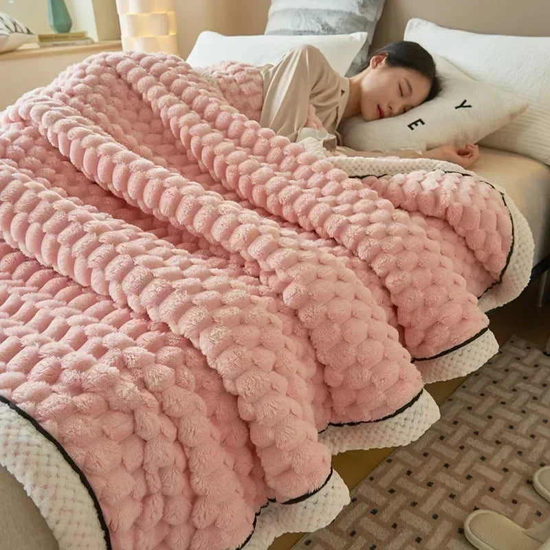 Soft Flannel Throw Blanket in Flocked Pattern for Autumn | Lightweight Flannel Warmth for Autumn | Throw Blankets