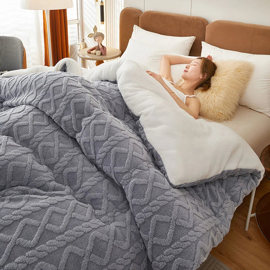 Thick Sherpa-Style Fleece Winter Blanket in Multiple Sizes | Heavyweight Warmth for Winter | Throw Blankets