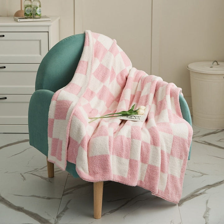 Colourful Checkerboard Polyester Throw Blanket in Three Sizes | Colourful Checks for Cosy Rooms | Throw Blankets