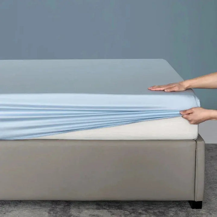 Bamboo Viscose Cooling Fitted Sheet with Deep Pocket Twill Weave | Silky Cool Fitted Sheet | Fitted Sheets