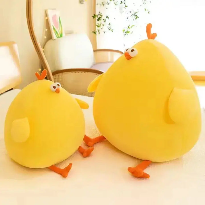 Funny Fat Chicken Plush Pillow, Bright Yellow Mother Hen in 25cm or 45cm | Chubby Chicken Cuddle Pillow | Plush Pillows