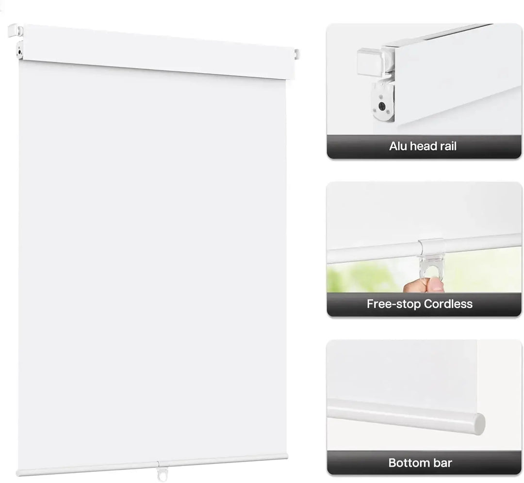 No Drill Cordless Roller Blinds with Thermal Insulated Fabric | Easy Privacy and Light Control | Window Blinds