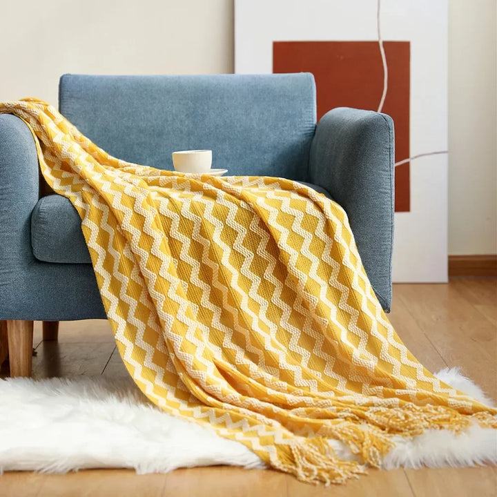 Nordic Style Thick Knitted Throw Blanket in Soft Synthetic Cashmere, Six Colours | Plush Nordic Knit for Chilly Evenings | Throw Blankets