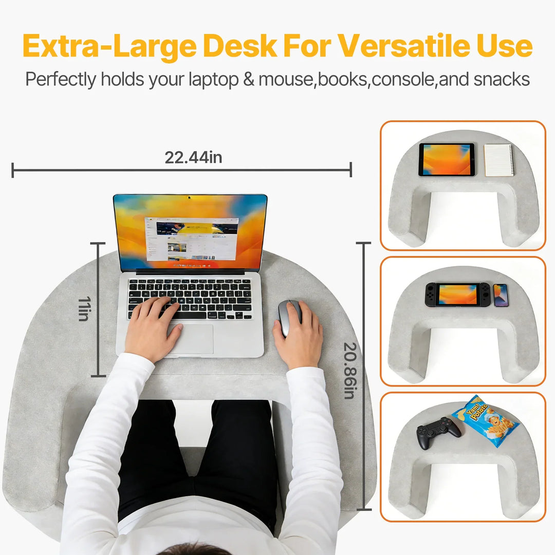 Memory Foam Lap Desk Pillow with Cup Holder and Side Pocket | Cushioned Workspace on Your Lap | Lap Desk Pillows