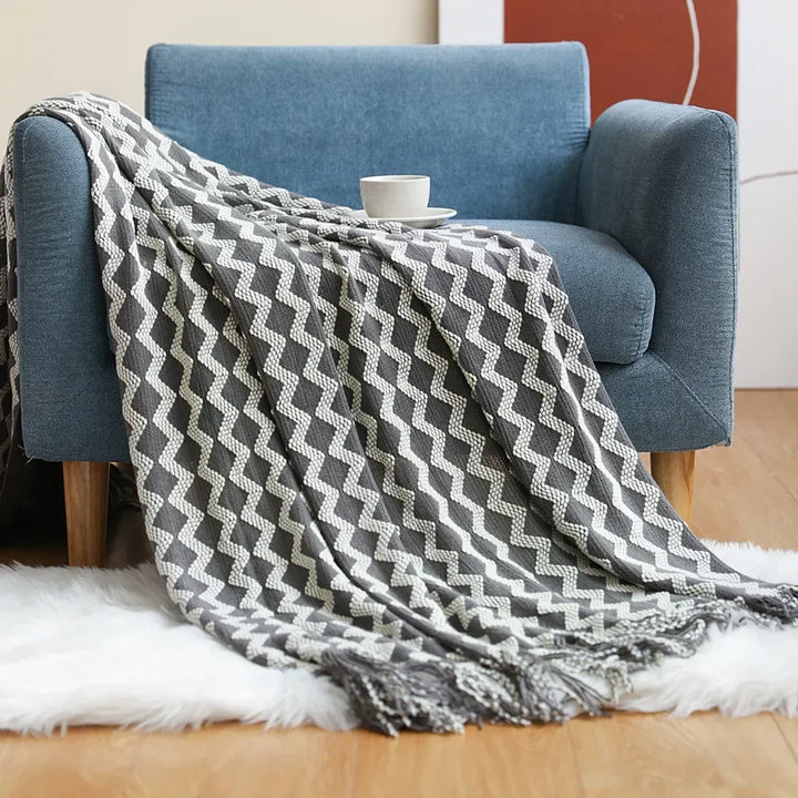 Nordic Style Thick Knitted Throw Blanket in Soft Synthetic Cashmere, Six Colours | Plush Nordic Knit for Chilly Evenings | Throw Blankets