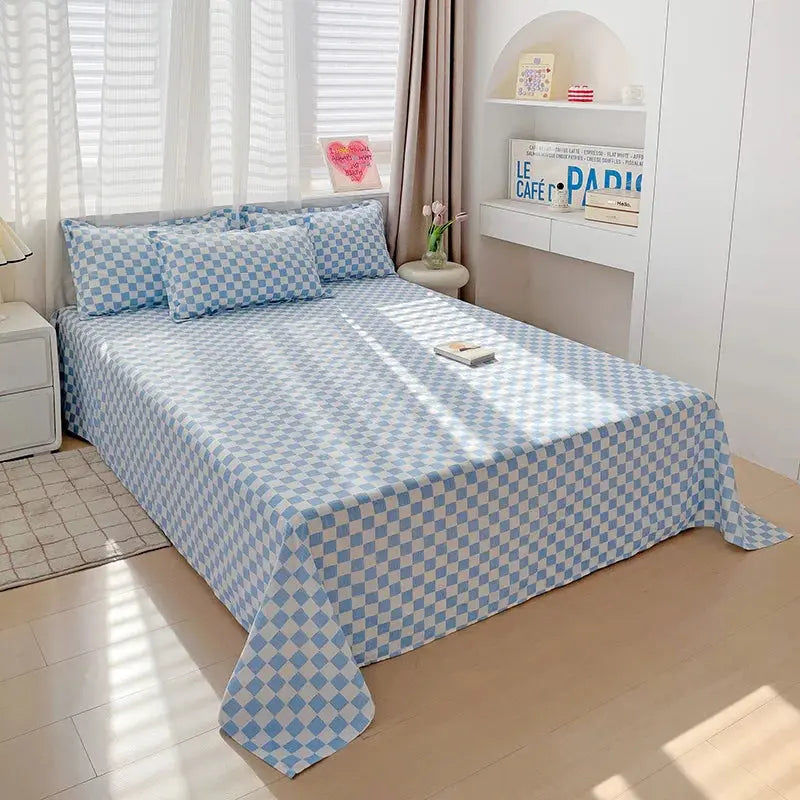 Washed Cotton Style Flat Bedsheet Set, 3 Pieces for Queen, King and Full | Washed Look Flat Sheet Set | Bed Sheet Sets