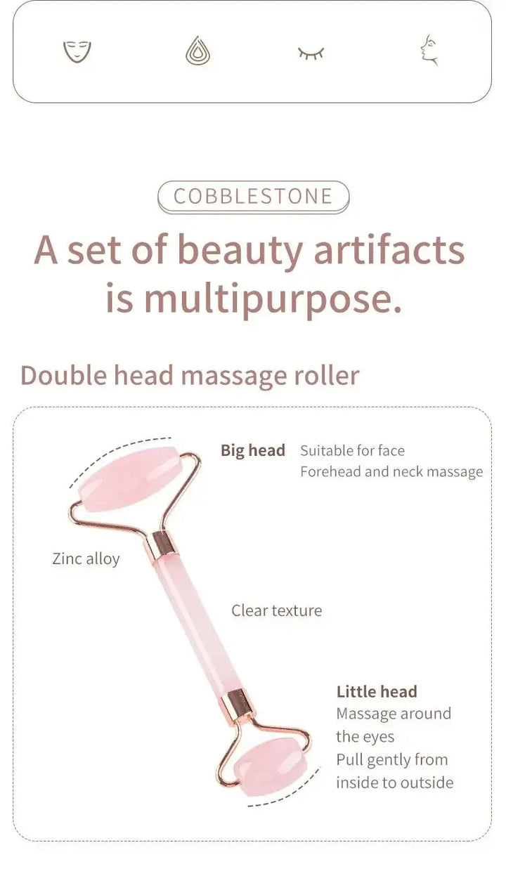 Jade Roller and Gua Sha Set with Natural Stone Tools | Cooling Skincare Ritual | Skincare Tools