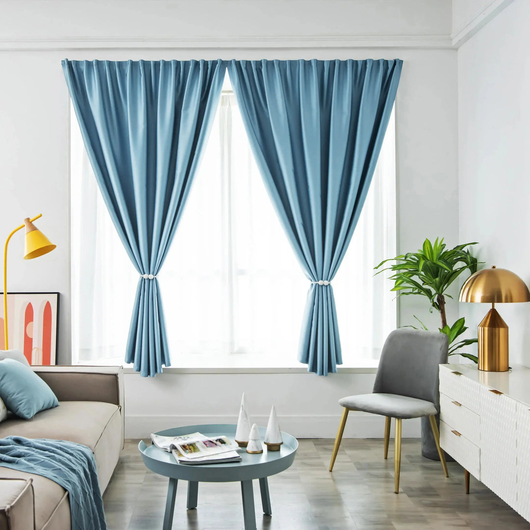 Full Blackout Velcro Window Curtain with UPF100 Polyester Fabric | Punch-Free Light Blocking Shade | Blackout Curtains