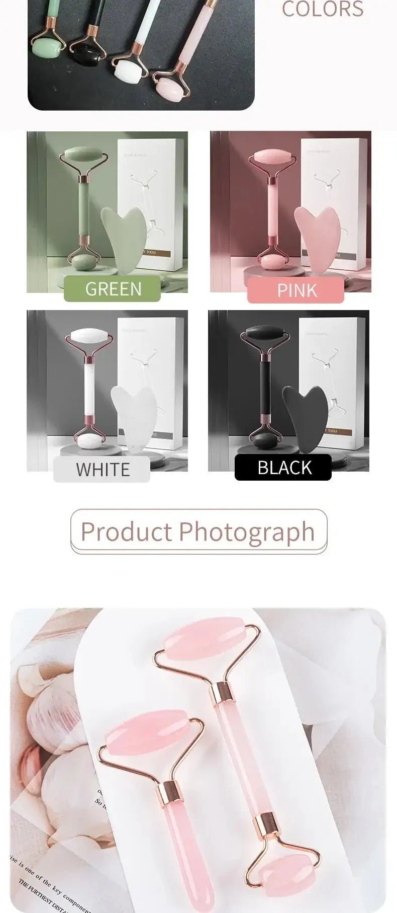 Jade Roller and Gua Sha Set with Natural Stone Tools | Cooling Skincare Ritual | Skincare Tools