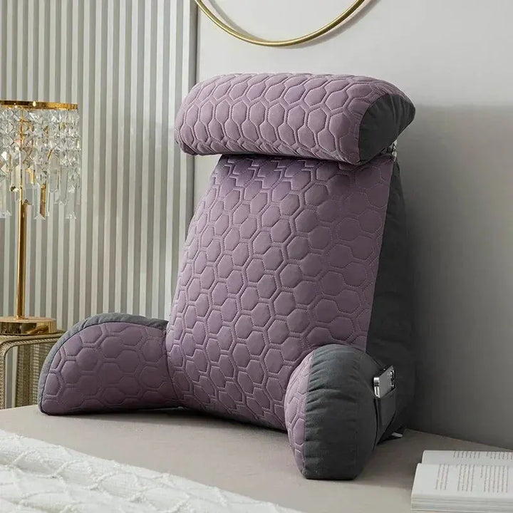 Silk-Blend Reading Pillow with Side Pockets and Washable Cover | Backrest Pillow With Pockets | Reading Pillows