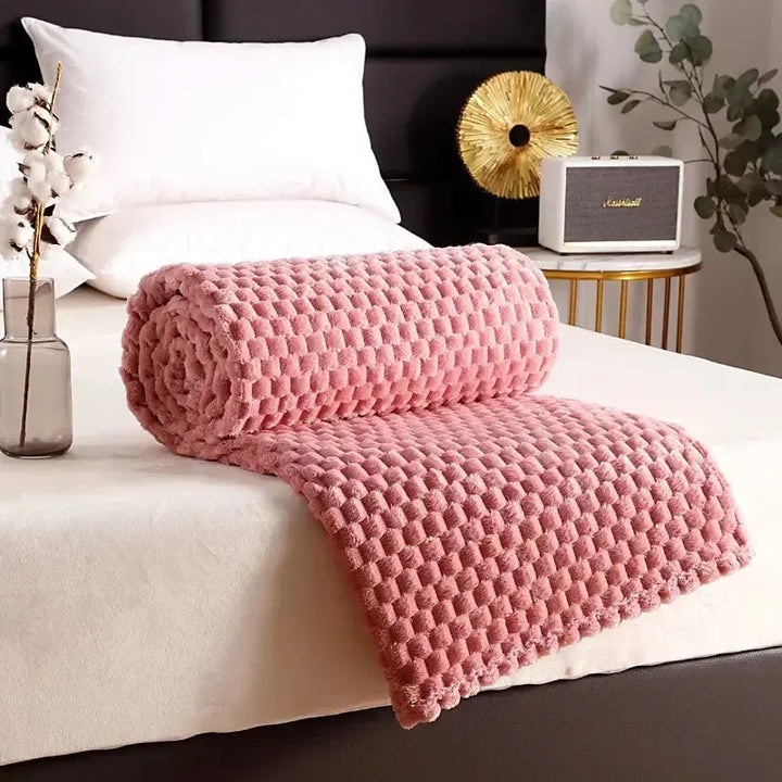 3D Clouds Jacquard Silky Flannel Fleece Blanket for All Seasons | Cloud-Textured Throw for Every Season | Throw Blankets