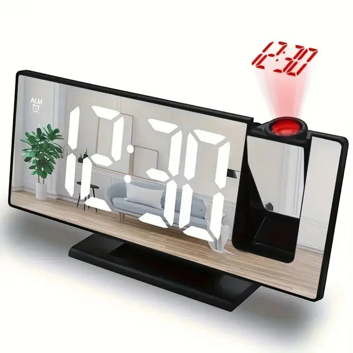 Projection Alarm Clock with Rotating Ceiling Display and Large LED Screen | Time on the Ceiling at Night | Alarm Clocks
