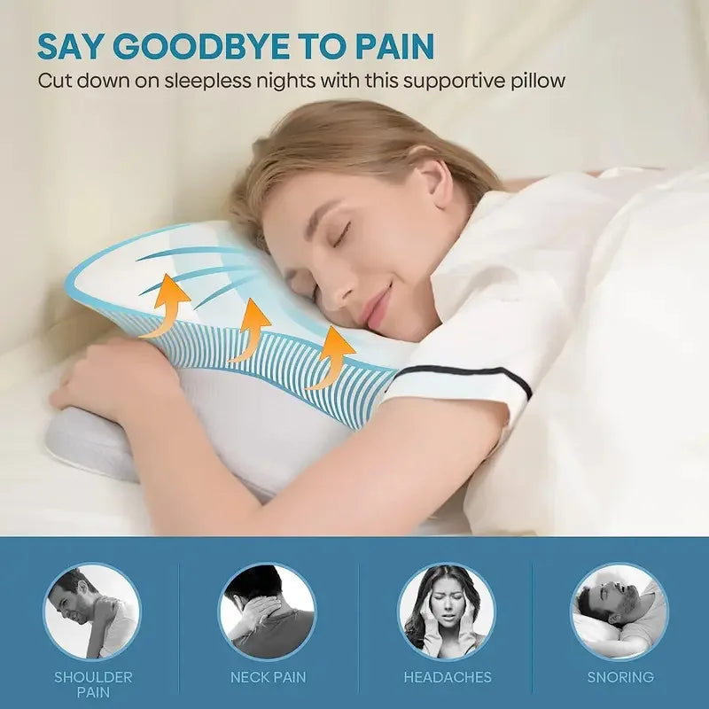 Contour Memory Foam Neck Pillow with Arm Supports for Sleepers | Sculpted Rest for Head and Arms | Bed Pillows