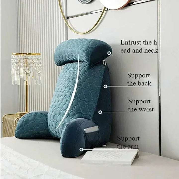Silk-Blend Reading Pillow with Side Pockets and Washable Cover | Backrest Pillow With Pockets | Reading Pillows
