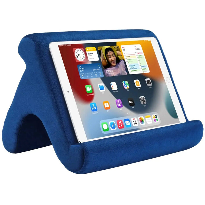 Multi-Angle Tablet Stand Cushion with Phone Holder and Net Pocket for Reading | Reading Rest for Books and Tablets | Tablet Stands