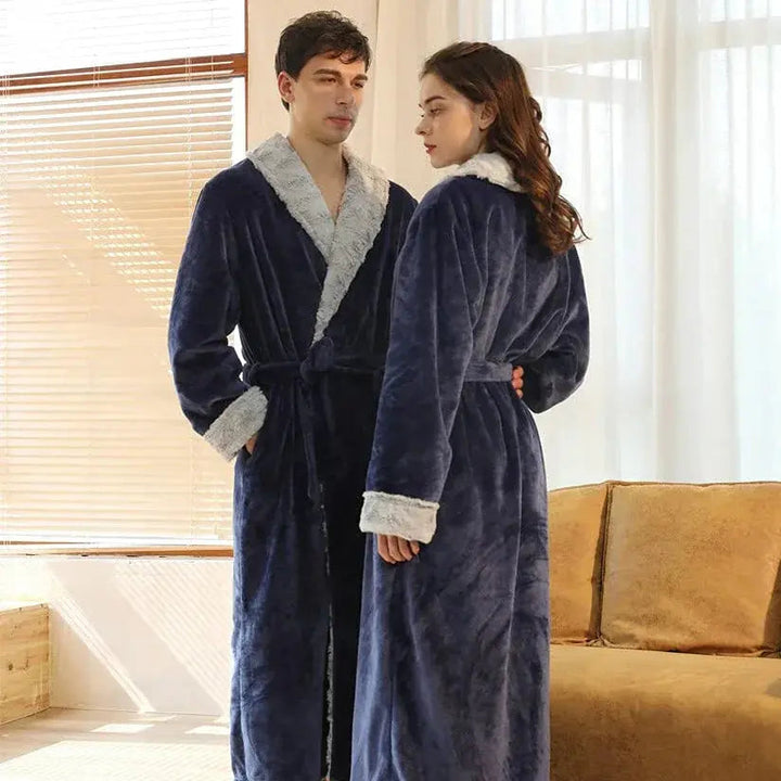 Plush Coral Fleece Bathrobe for Women and Men with Pockets | Velvety Warmth After Showers | Robes