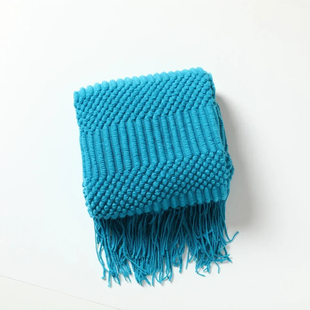 Nordic Style Thick Knitted Throw Blanket in Soft Synthetic Cashmere, Six Colours | Plush Nordic Knit for Chilly Evenings | Throw Blankets