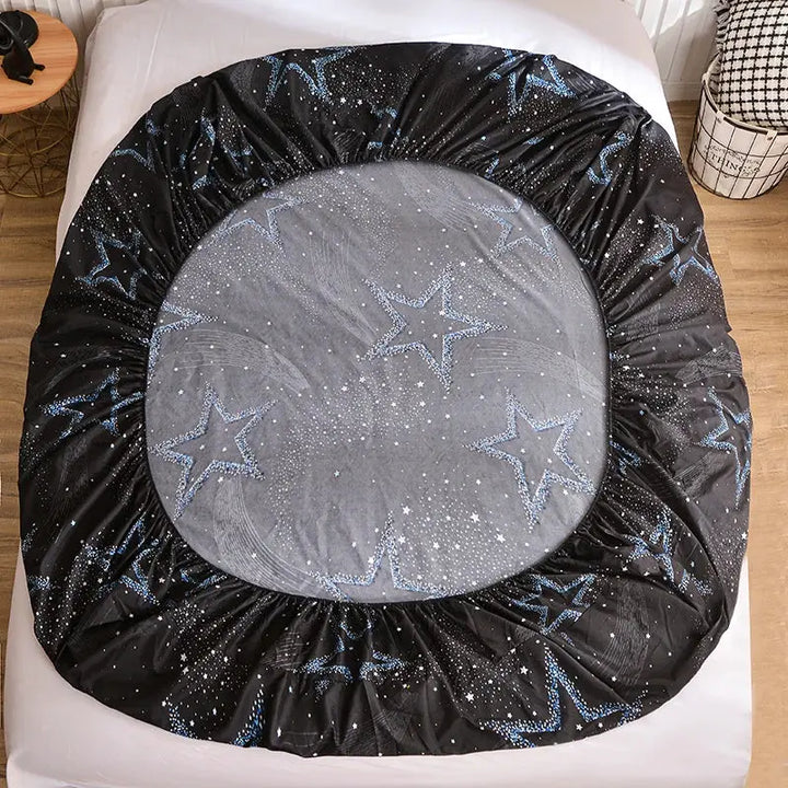 Starry Sky Printed Fitted Sheet Set with Two Pillowcases | Deep Elastic Fit, Starry Style | Fitted Sheet Sets