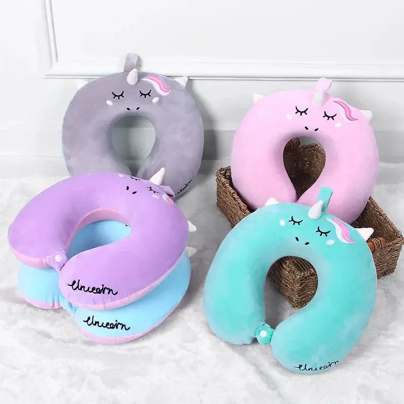 Unicorn Plush U-Shaped Memory Foam Travel Neck Pillow 12 Inch | Playful Neck Cushion for Journeys | Travel Pillows