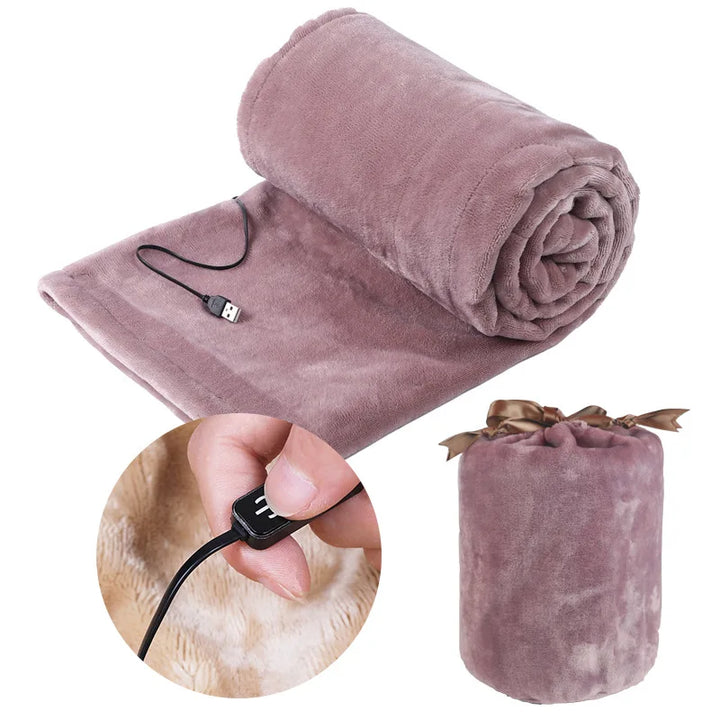 USB Heated Flannel Throw Blanket with Three Heat Settings for Home | Portable Flannel Heat with 5V USB | Heated Blankets