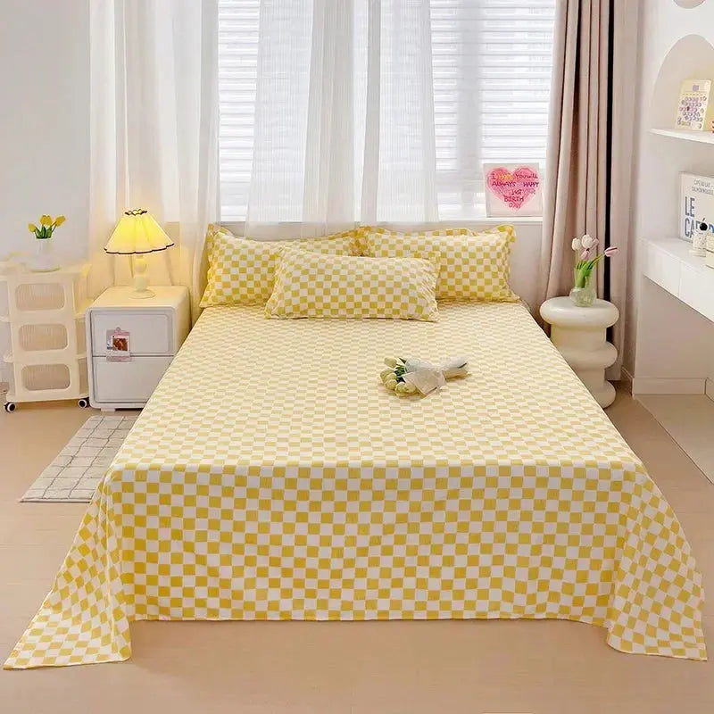 Washed Cotton Style Flat Bedsheet Set, 3 Pieces for Queen, King and Full | Washed Look Flat Sheet Set | Bed Sheet Sets