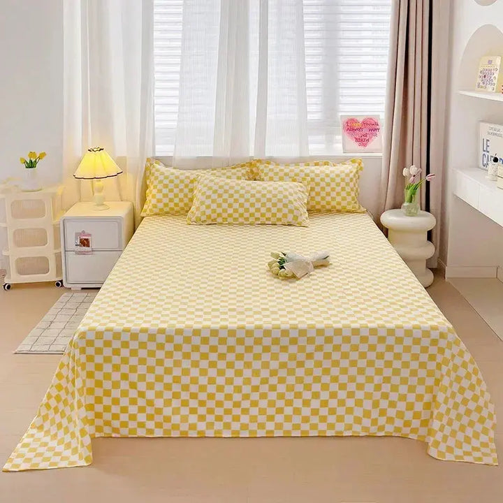 Washed Cotton Style Flat Bedsheet Set, 3 Pieces for Queen, King and Full | Washed Look Flat Sheet Set | Bed Sheet Sets