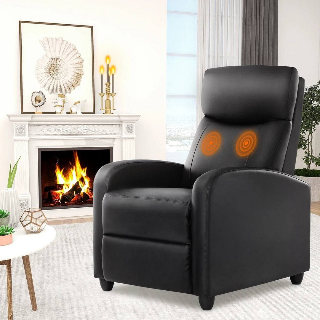 Reclining Massage Chair with Lumbar Vibration and Footrest | Recline with Lower Back Vibration | Recliner Chairs