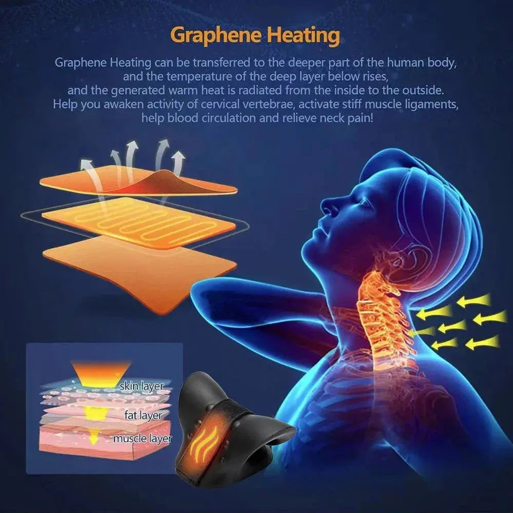 Heated Neck Support Pillow with Graphene Heating and Acupoint Nodes | Warming Neck Rest with Massage Nodes | Neck Pillows