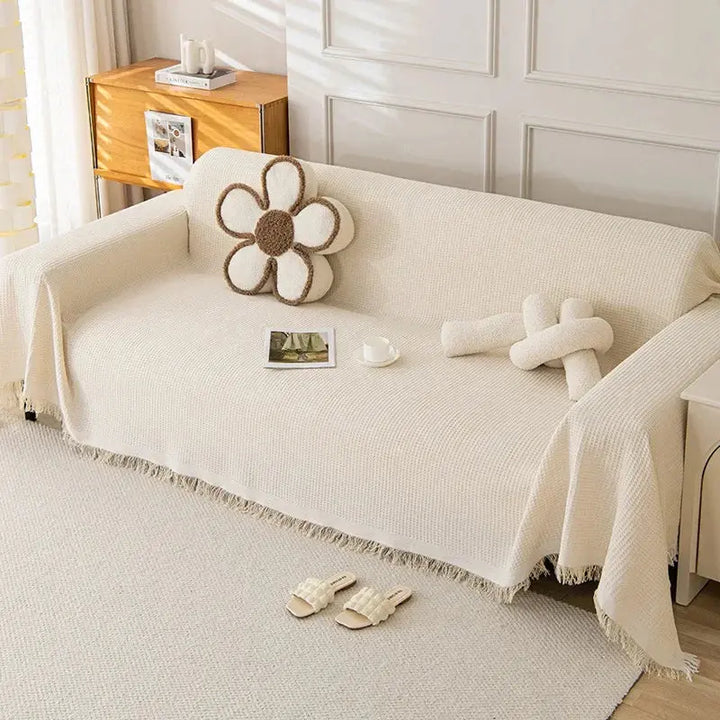 All-Season Cotton Yarn Sofa Cover Blanket for Home and Camping | Natural Cotton Cover for Furniture and Outdoors | Sofa Covers