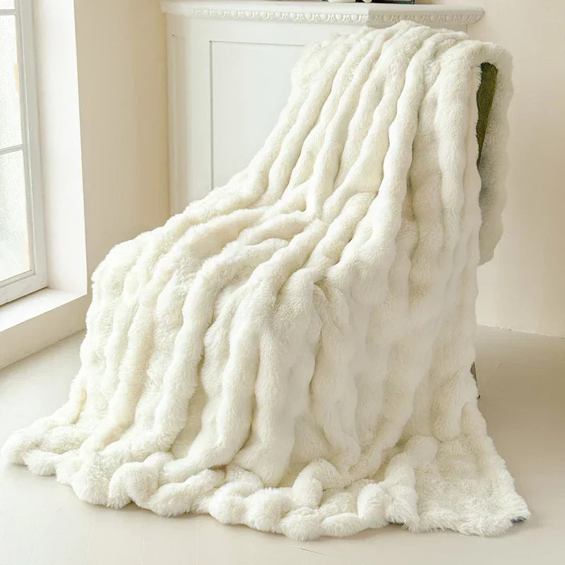 Double-Layer Extra Thick Rabbit Fur Imitation Plush Blanket, Four Sizes | Thick Double-Layer Plush Warmth | Fleece Blankets