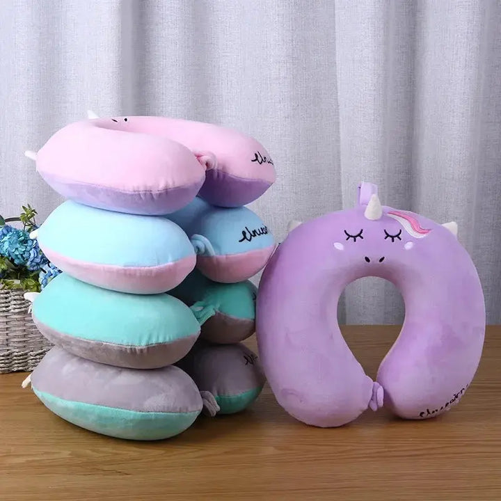 Unicorn Plush U-Shaped Memory Foam Travel Neck Pillow 12 Inch | Playful Neck Cushion for Journeys | Travel Pillows