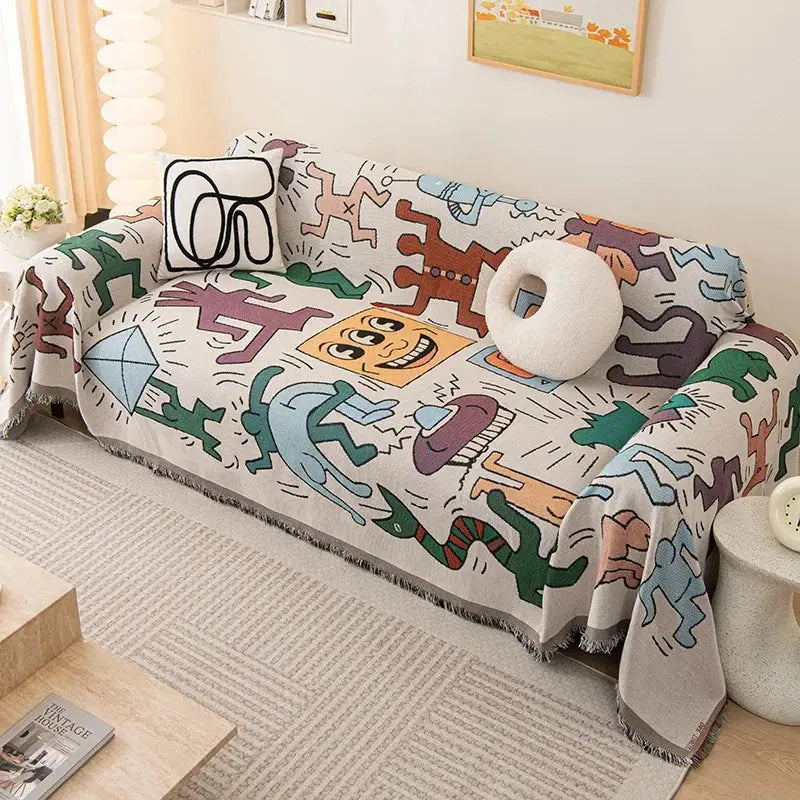 All-Season Cotton Yarn Sofa Cover Blanket for Home and Camping | Natural Cotton Cover for Furniture and Outdoors | Sofa Covers