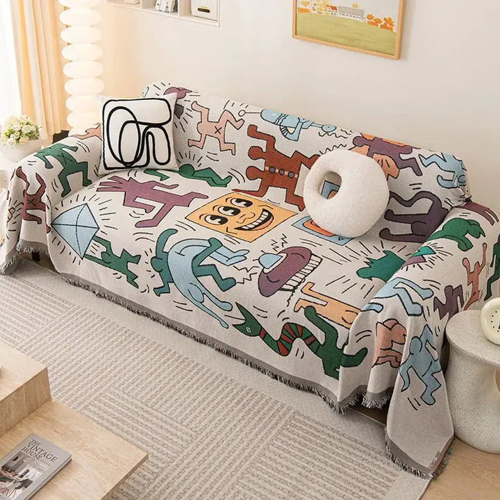 All-Season Cotton Yarn Sofa Cover Blanket for Home and Camping | Natural Cotton Cover for Furniture and Outdoors | Sofa Covers