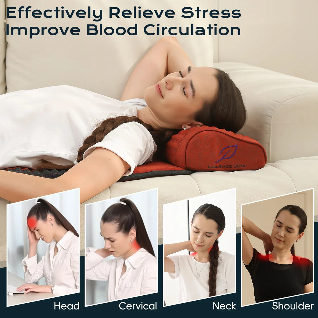 Electric Heated Neck Pillow with Adjustable Heat and Timer | Warm Neck Cushion with Timer | Heated Neck Pillows
