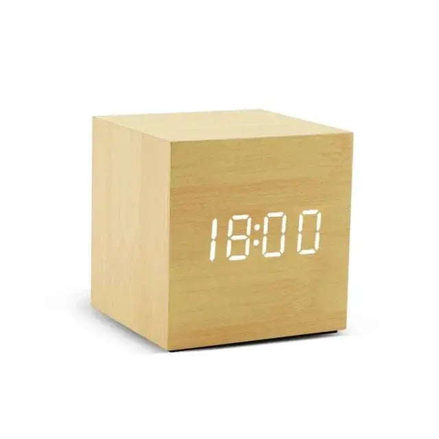 Wooden LED Digital Alarm Clock with Temperature Display and Sound Control | Clap to Light Wood Alarm Clock | Alarm Clocks