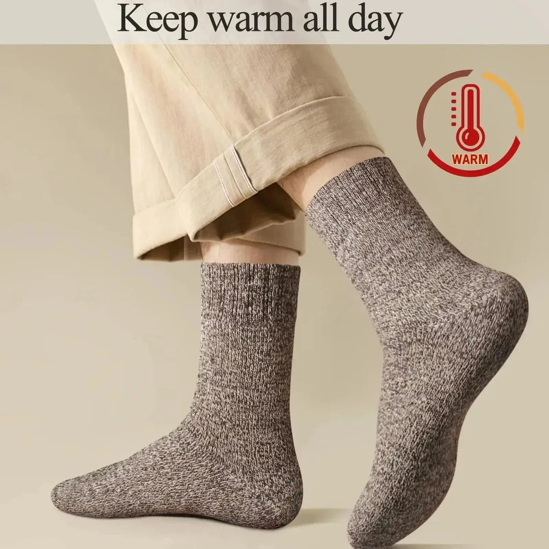 Thick Wool Cashmere Blend Socks with Towel Knit Interior, Unisex Short Length | Cushioned Warmth for Cold Feet | Socks