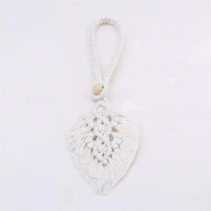 Handmade Macrame Curtain Tiebacks with Leaf Tassels, Set of 2 | Boho Curtain Holdbacks | Curtain Tiebacks