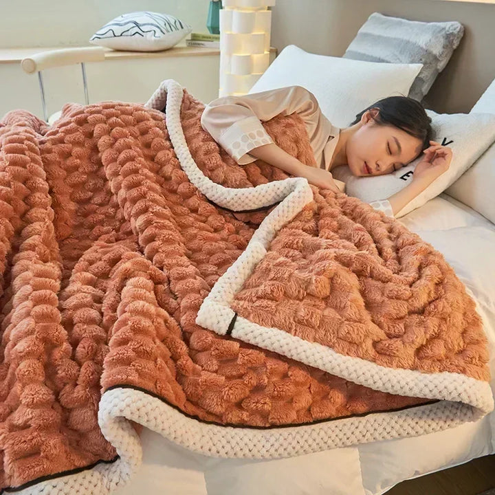 Soft Flannel Throw Blanket in Flocked Pattern for Autumn | Lightweight Flannel Warmth for Autumn | Throw Blankets