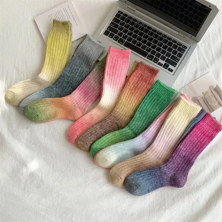 Gradient Wool Cashmere Blend Long Socks for Women, Thick Thermal Knit | Thermal Gradient Socks for Winter | Socks