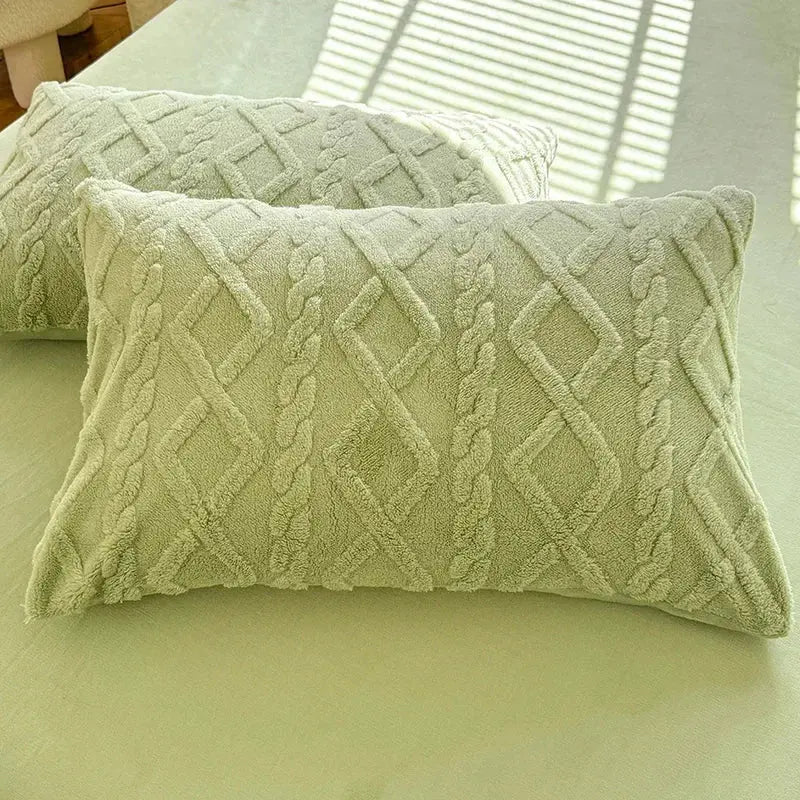 Ultra Soft Textured Pillowcase Set, 48x74cm, Warm Velvet-Like Fabric, 2 Pcs | Warm Textured Pillow Covers | Pillowcases