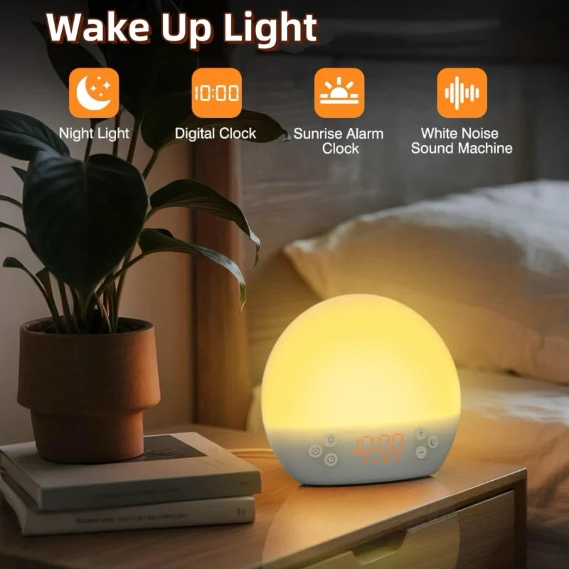 Sunrise Alarm Clock with White Noise and 30 Sleep Sounds | Gentle Light and Sound Routine | Sunrise Alarm Clocks