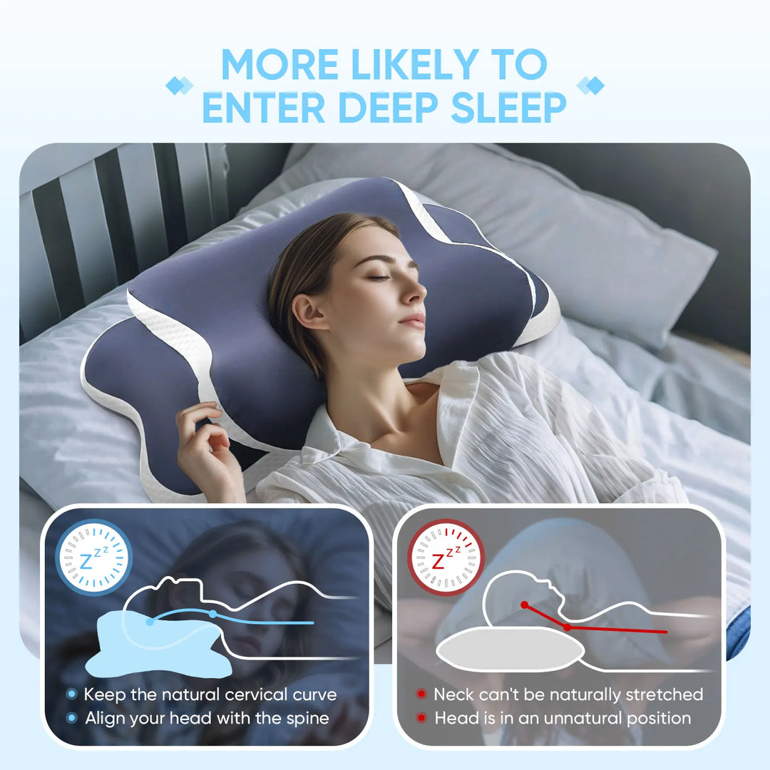 Memory Foam Butterfly Neck Pillow with Two Support Heights | Pick Your Pillow Height | Bed Pillows