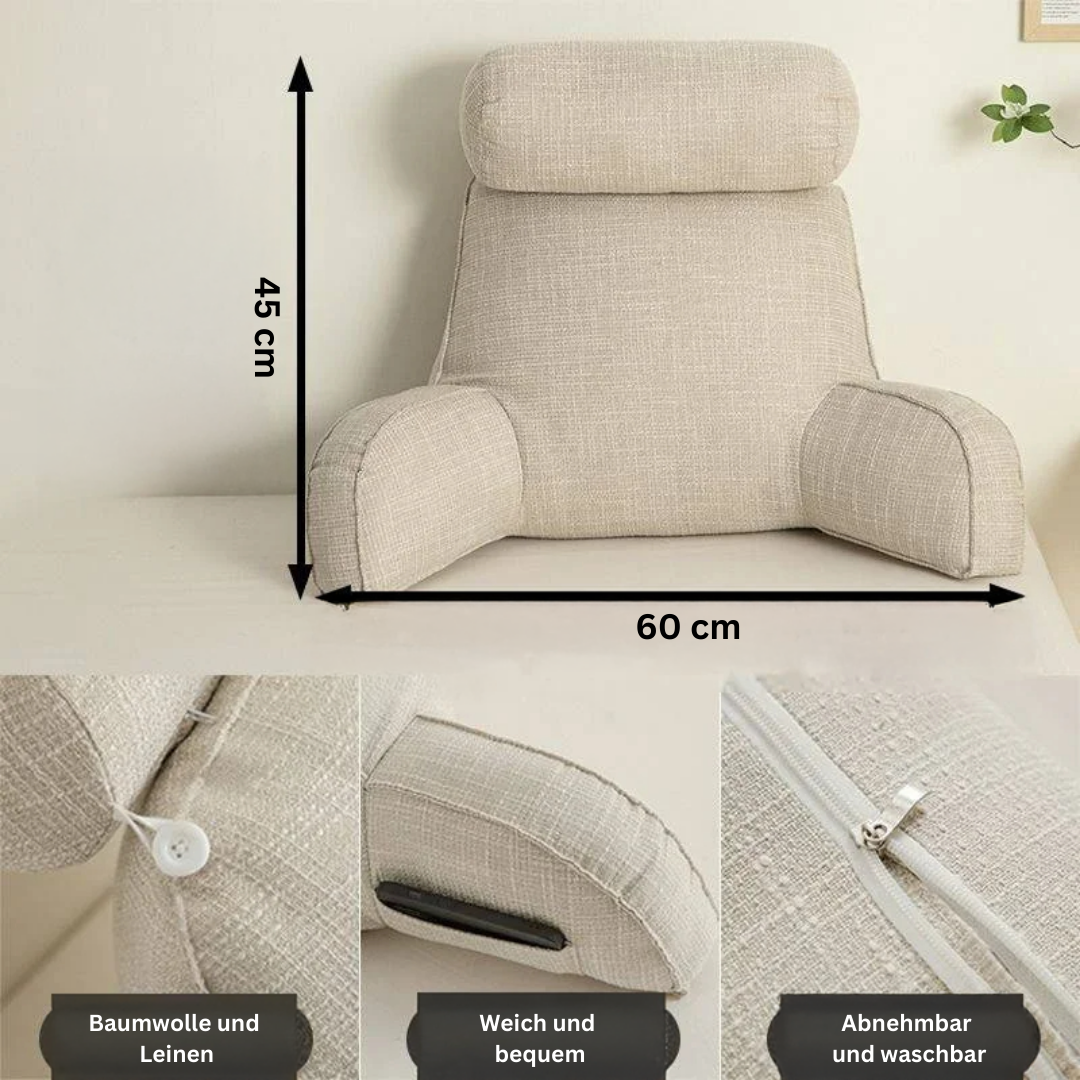 Ergonomic Back Support Cushion with Adjustable Headrest and Armrests | Back, Neck and Arm Support | Wedge Pillows
