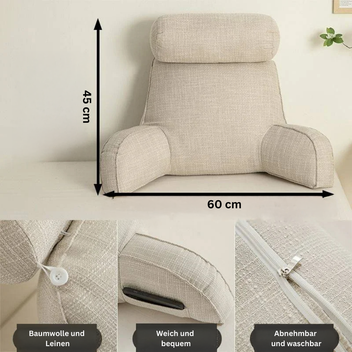 Ergonomic Back Support Cushion with Adjustable Headrest and Armrests | Back, Neck and Arm Support | Wedge Pillows